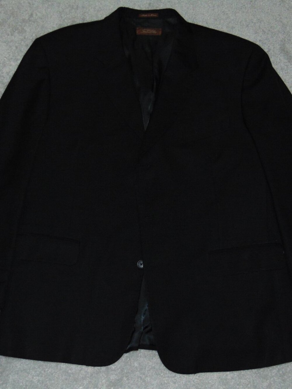 Tasso Elba Men Blazer 48R Jacket Solid 2-Button Polyester Black Solid Angelico